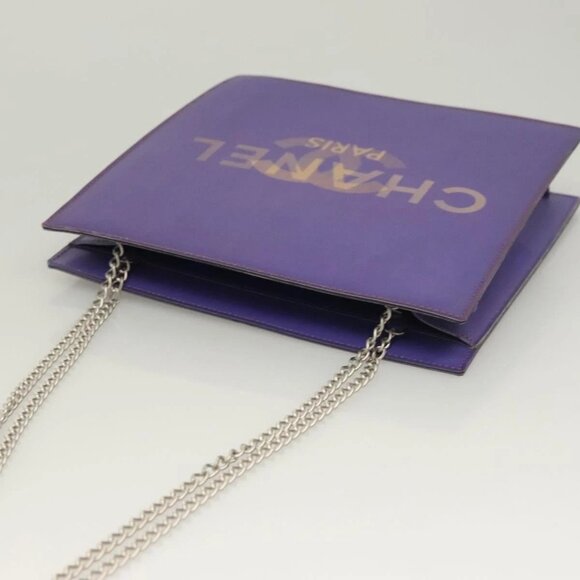 CHANEL Hologram Chain Shoulder Bag Vinyl Purple CC Auth 128454V - Picture 6 of 16
